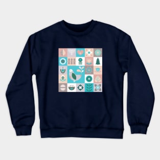 Scandinavian Soft Muted Midcentury Modern Birds And Flowers Crewneck Sweatshirt